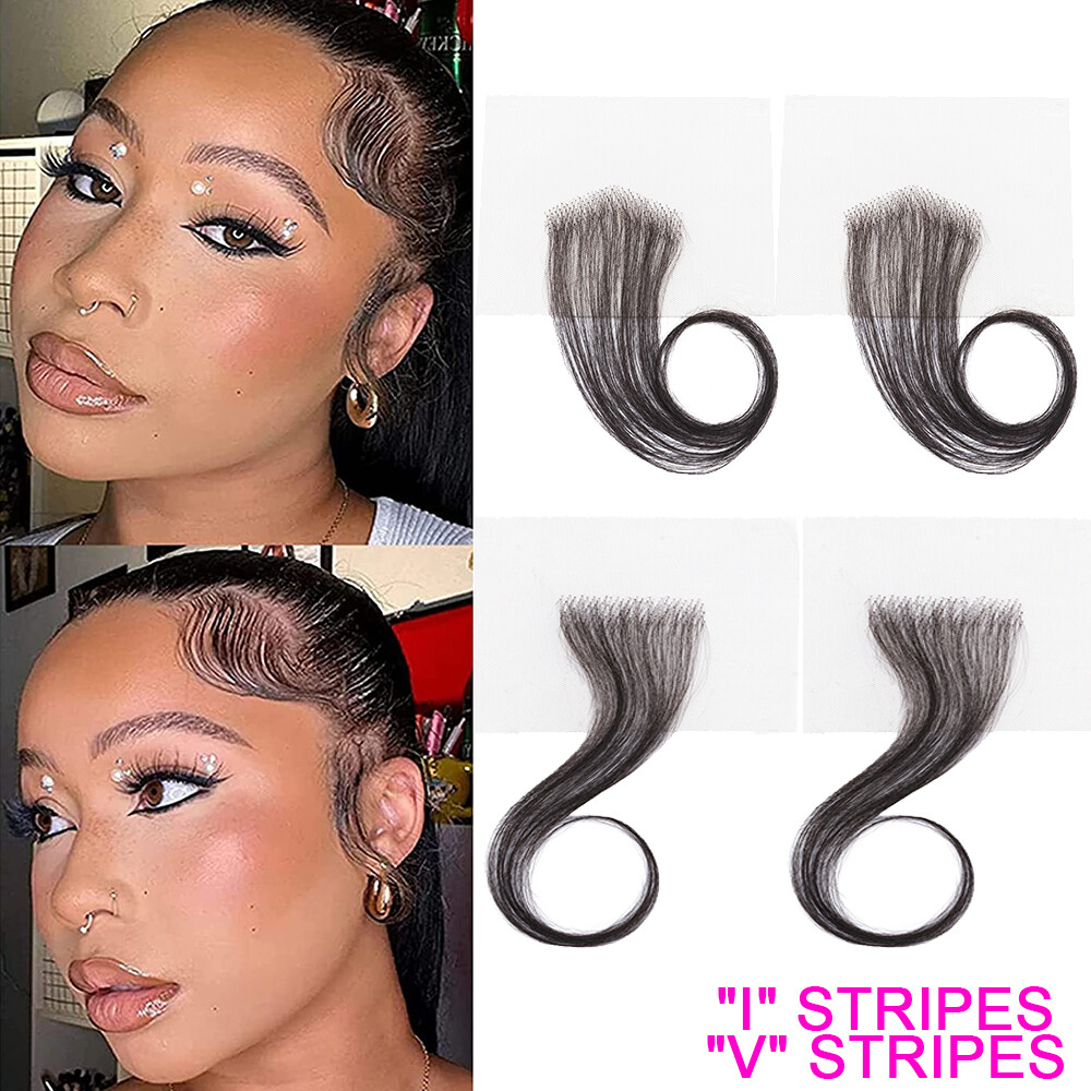 4Pcs Lace Baby Hair Stripes 100% Remy Human Hair Baby Hair Edge Reusable Natural