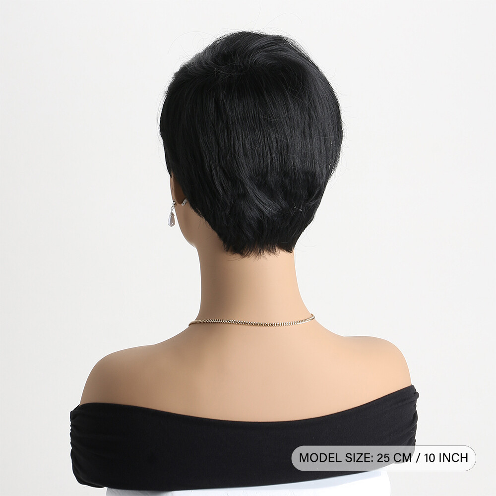 Short Natural Human Hair Wigs With Bang Soft Hair Daily Use Party Wig for Women