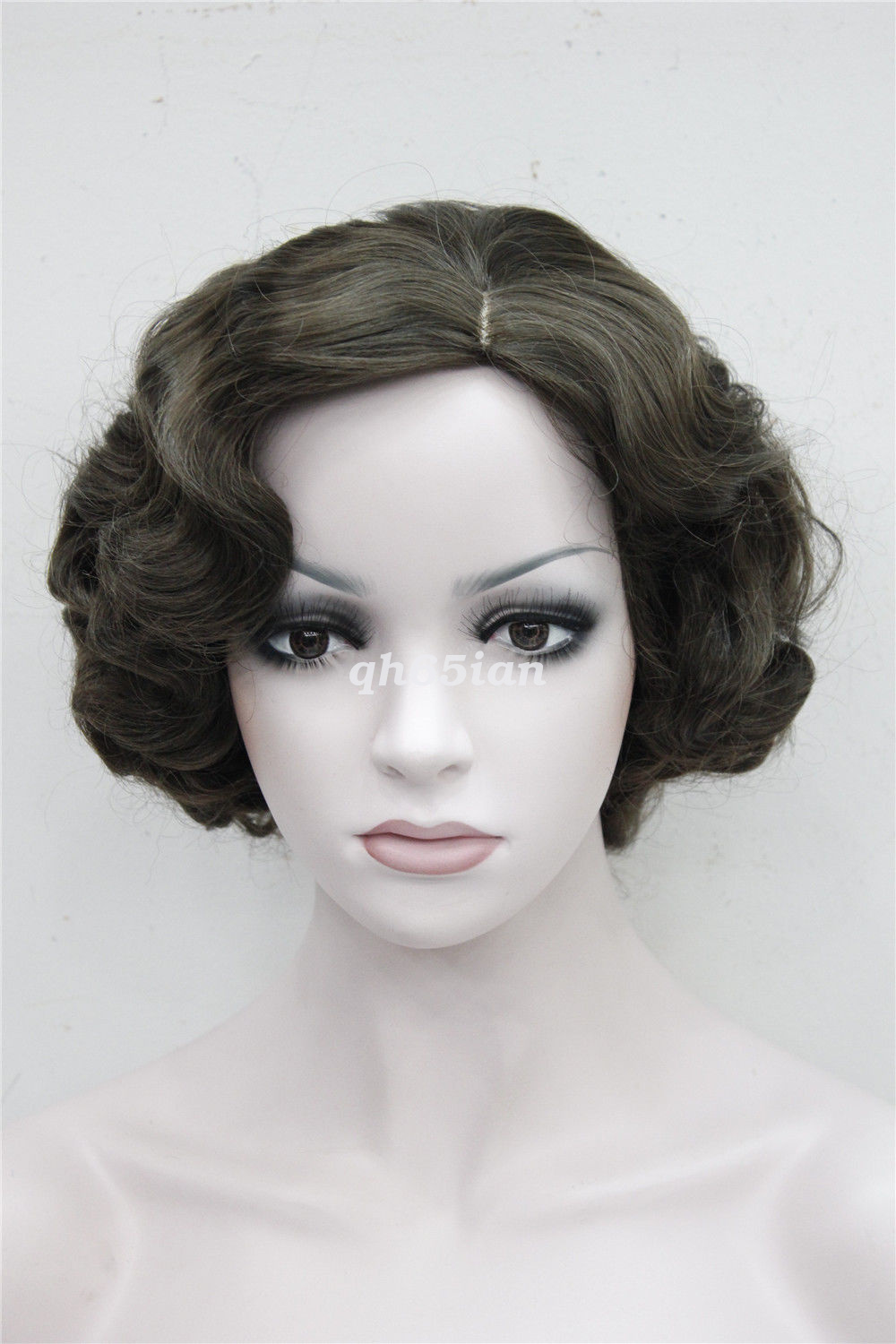 Womens Retro Short Finger Wave Curly Wavy Pinup Wigs Halloween Cosplay Wig
