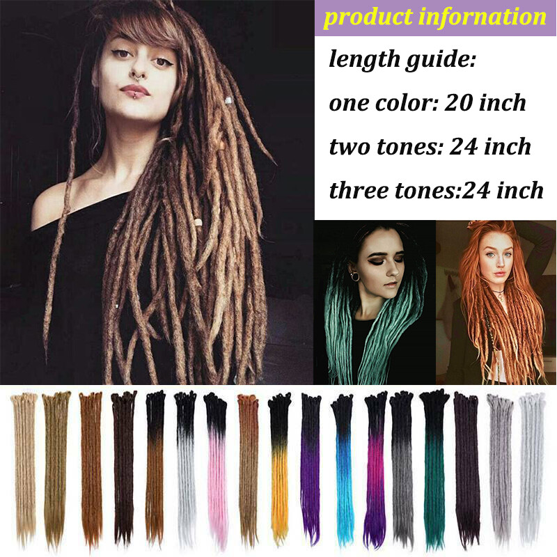US 20”24” Dreadlocks Hair Extensions 100% Handmade Afro Twist Reggae Hair Unisex