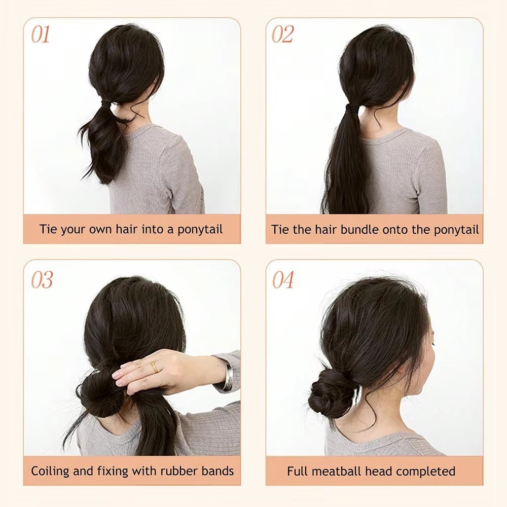 All-in- Messy Bun Ponytail Extensions Long Wavy Hair Bundle for Women