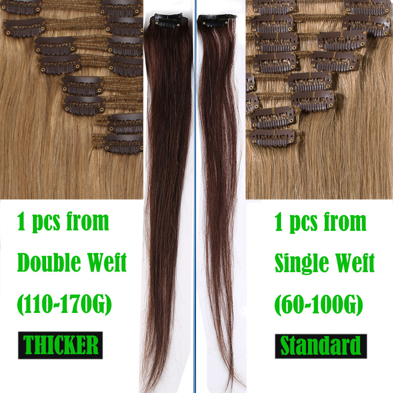 Deluxe AAAA+ Clip In THICK Double Weft 100% Real Human Hair Extensions Full Head