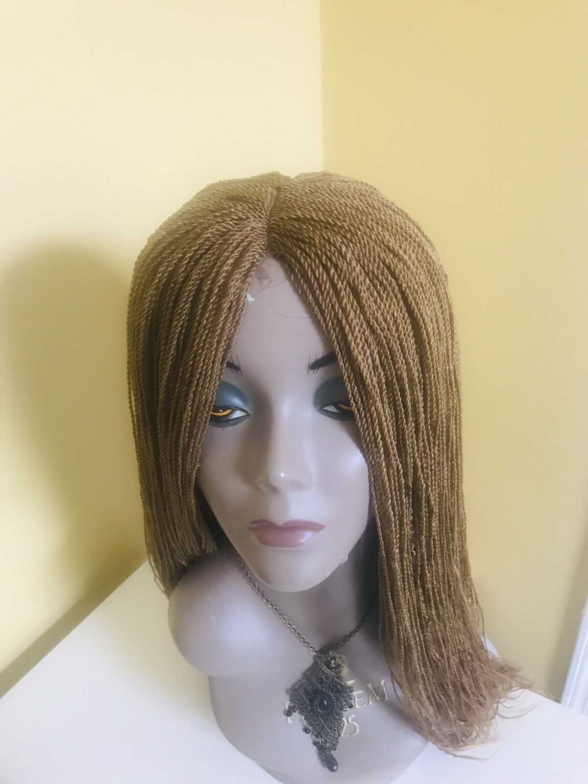 African Nigeria Handmade Hand Micro Braided Twist Wig Handmade Light Brown Color