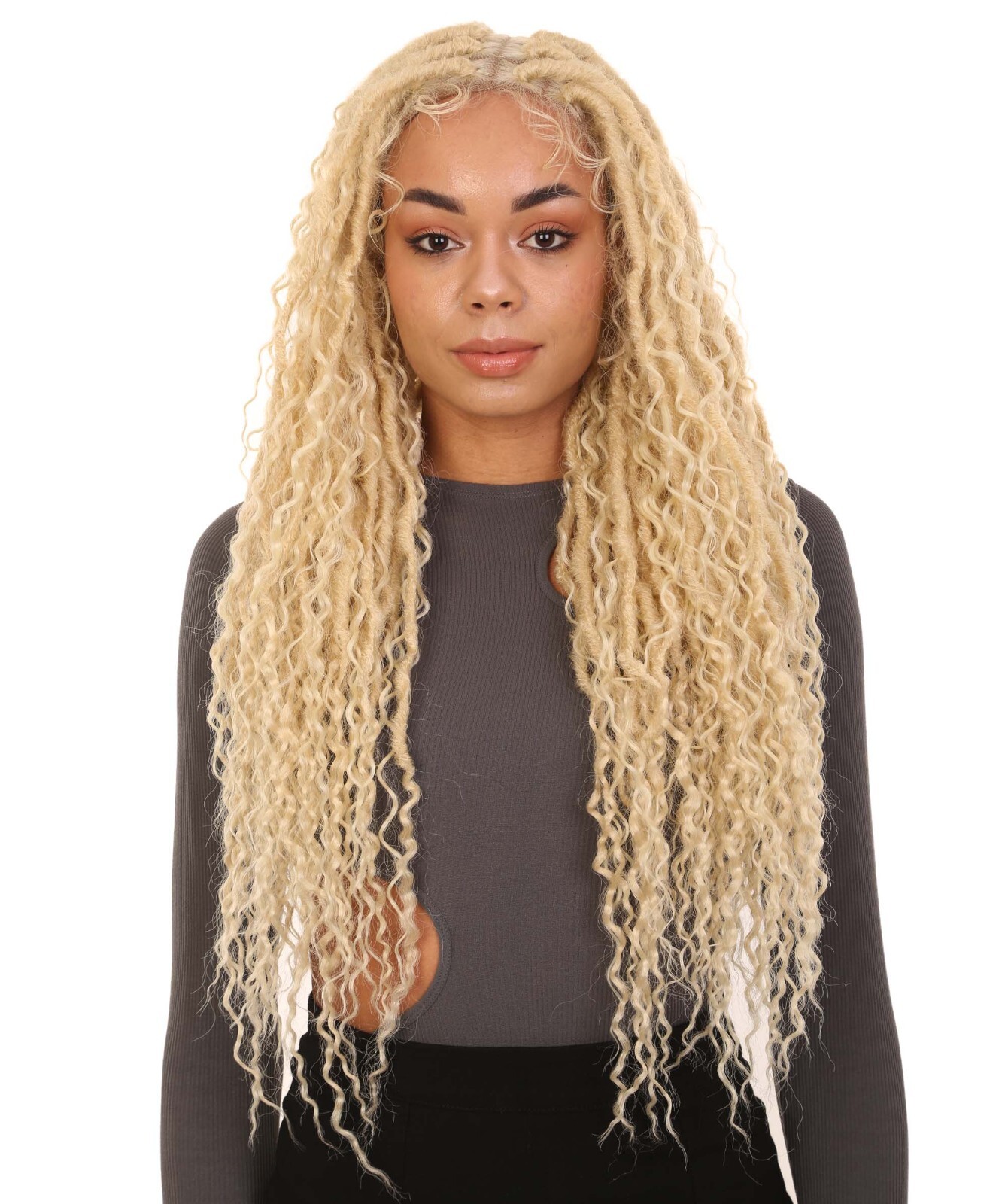 LUXLUXE Flora 30-inch Full Hand-tied Boho Locs Style Lace Braid Wig BLB-0160