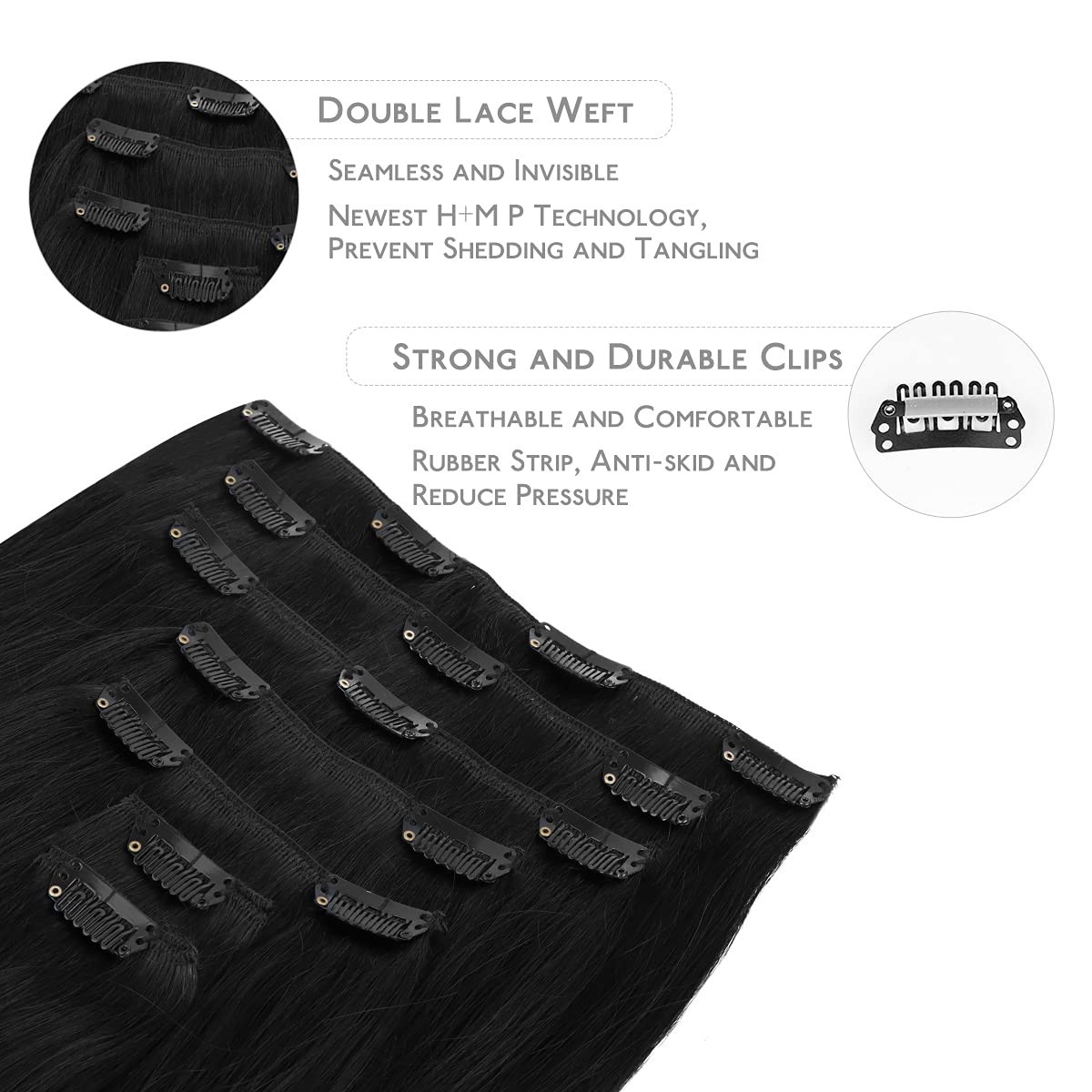 Natural Jet Black Human Hair Extensions