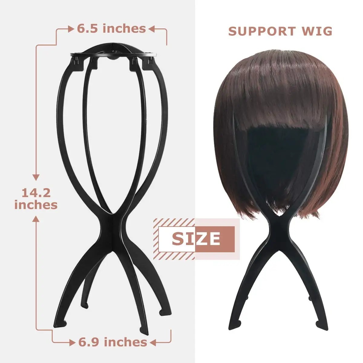 2× Portable Wig Holder Wig Stand for All Wigs Men Women wig Stands