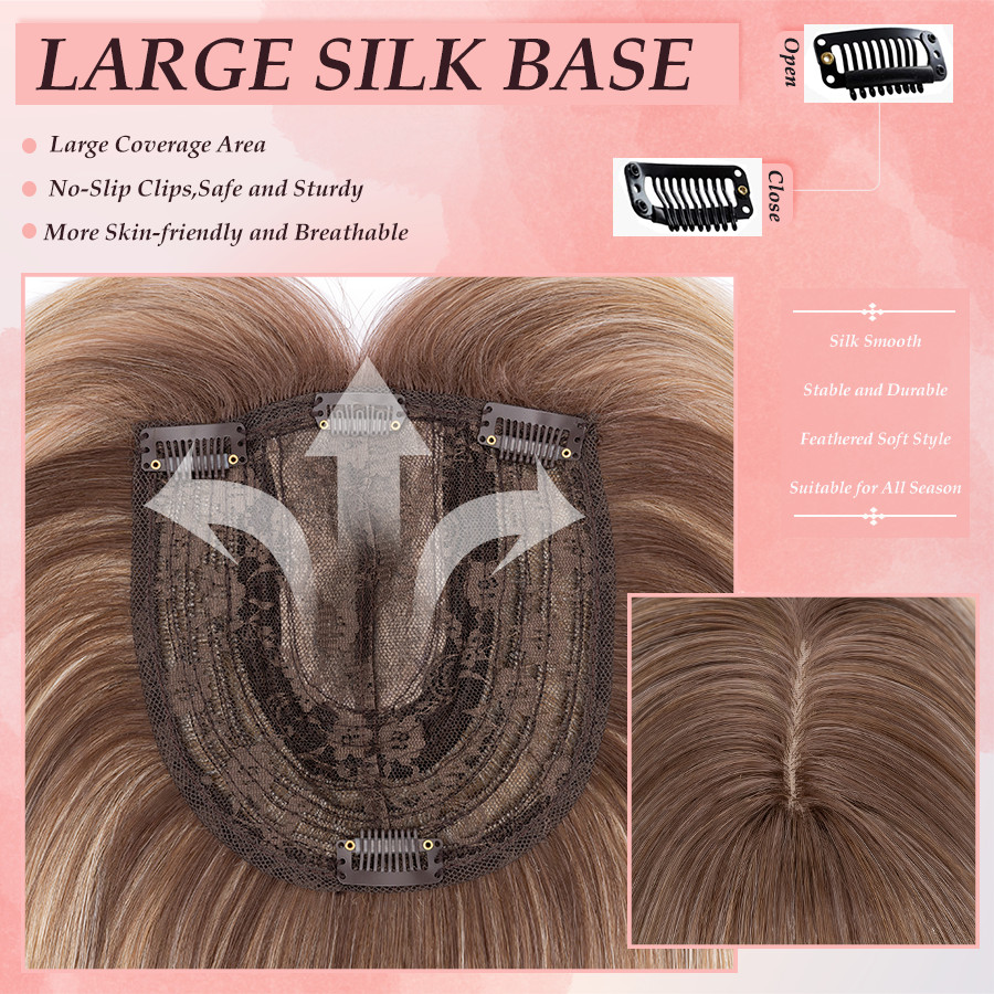 Free Part Women Topper Real As Human Hair Toupee Clip in Straight Wavy Hairpiece