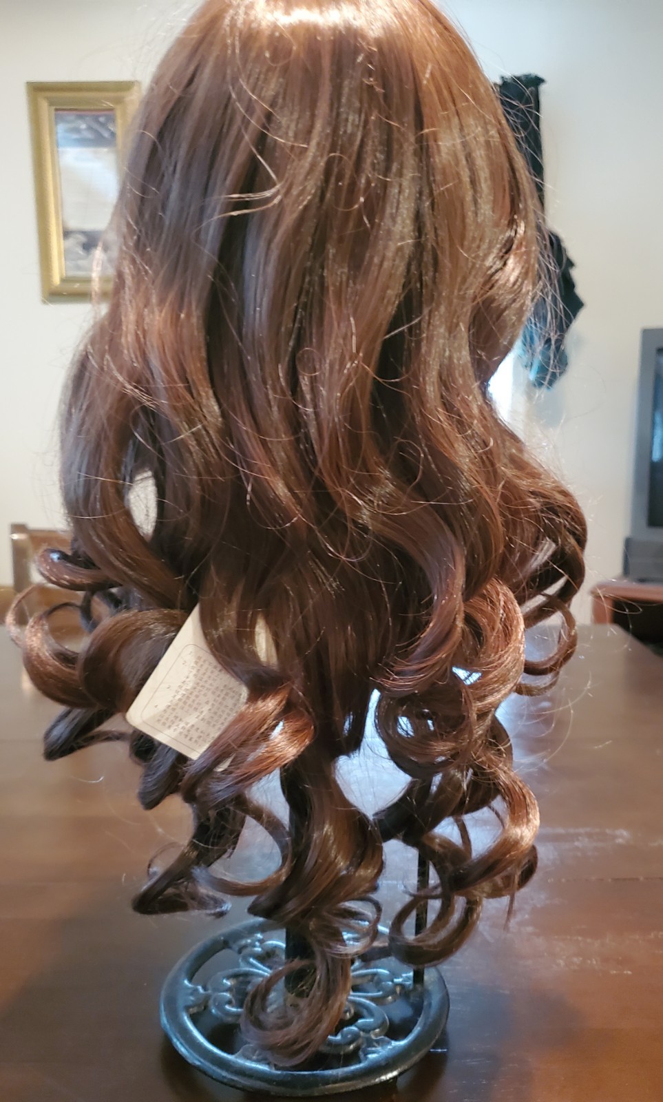 Long Wavy Synthetic Hair Heat Resistant Choc Brown Wig With Bangs