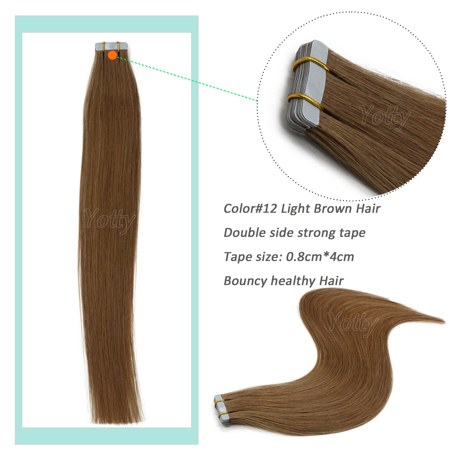 Tape in Real Human Hair Extensions Thick Invisible Skin Wefts Remy Russian Hair