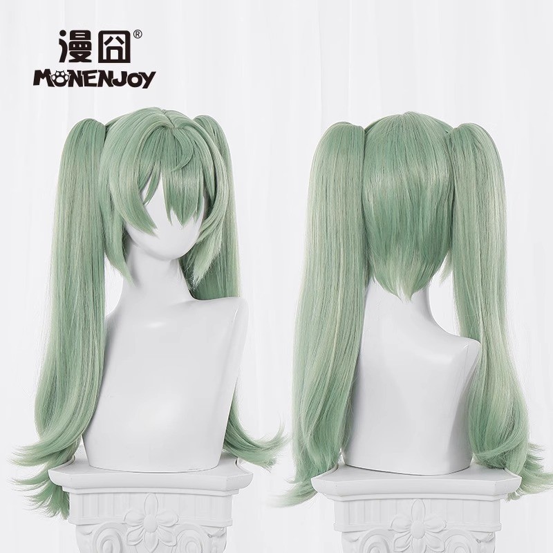 Zenless Zone Zero Corin Wickes Green Long Hair Dual Horsetail Wig Hairpiece Prop