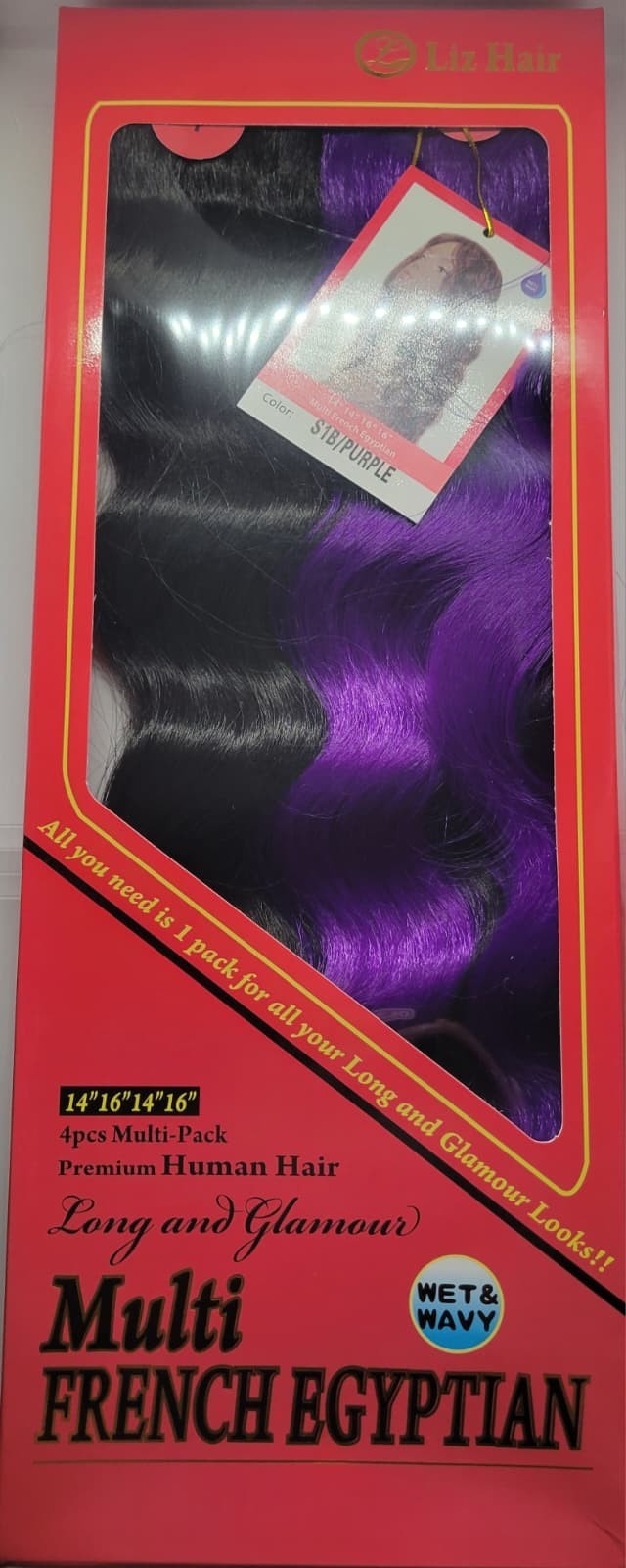 New Black & Purple 4pcs Multi Pack 2×14″ 2×16″ French Egyptian Extensions S1B/P