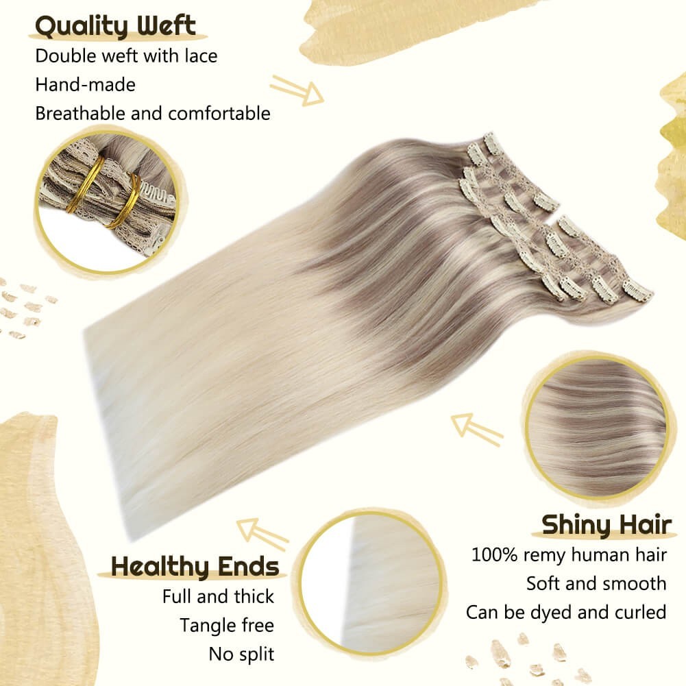 Sunny Hair CLIP-IN 22″ Dark Gold to Light Blonde Human Hair Extensions CP NORDIC