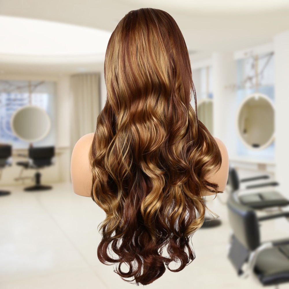 28″ Honey Blonde Layered Long Curly Wavy Synthetic Wig Women Ombre Cosplay Party