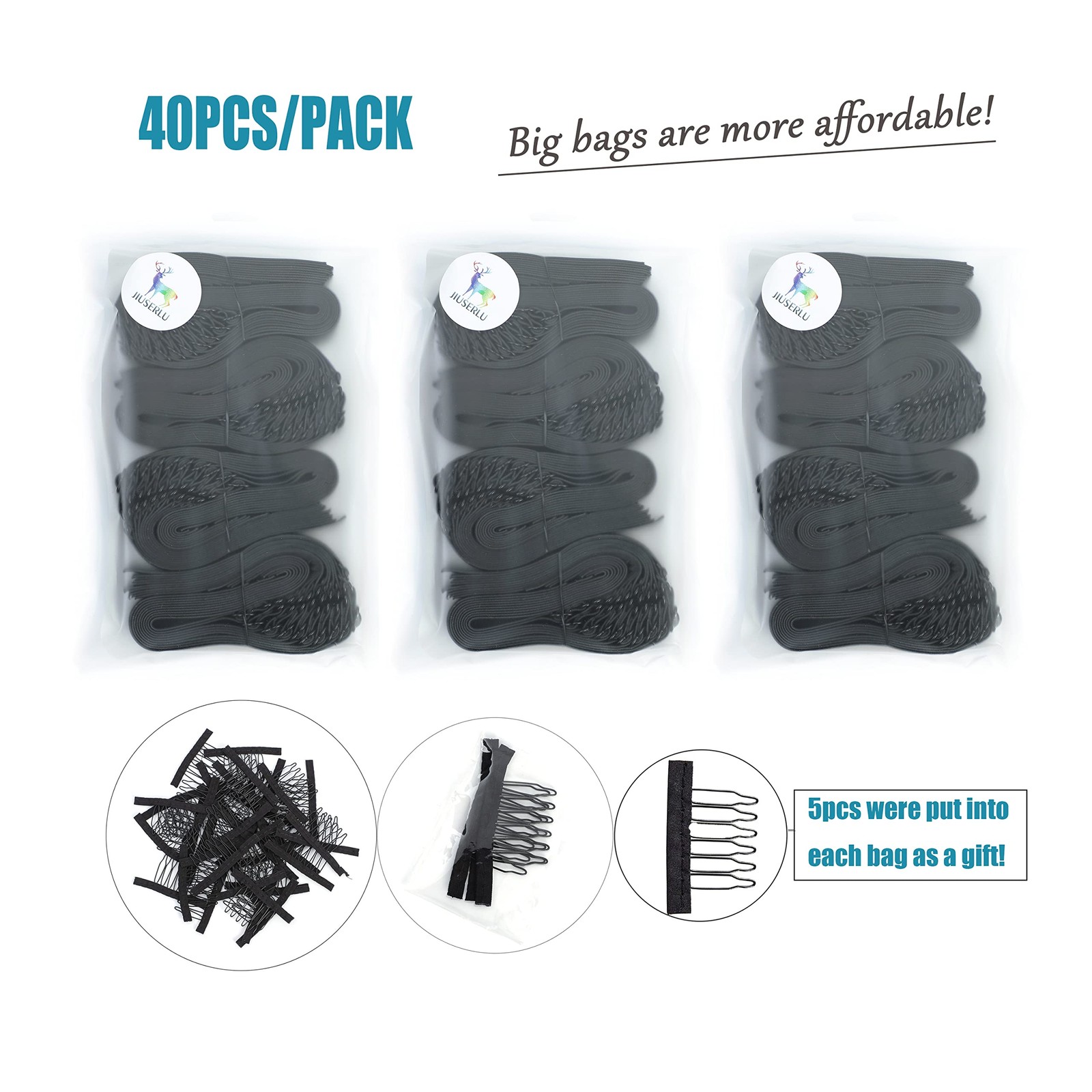Adjustable Straps For Wigs And Making Wigs，Adjustable Wig Bands (Black, 1’’ x…