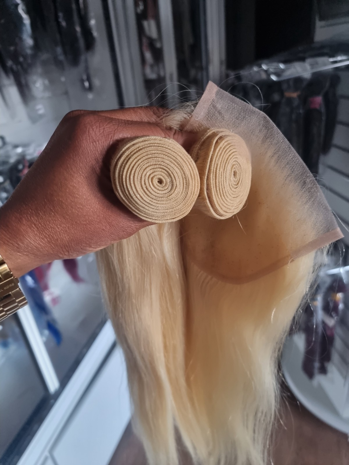 12A BRAZILIAN VIRGIN HUMAN HAIR 18+18&18 CLOSURE 5X5 BLONDE 613# STRAIGHT 260g