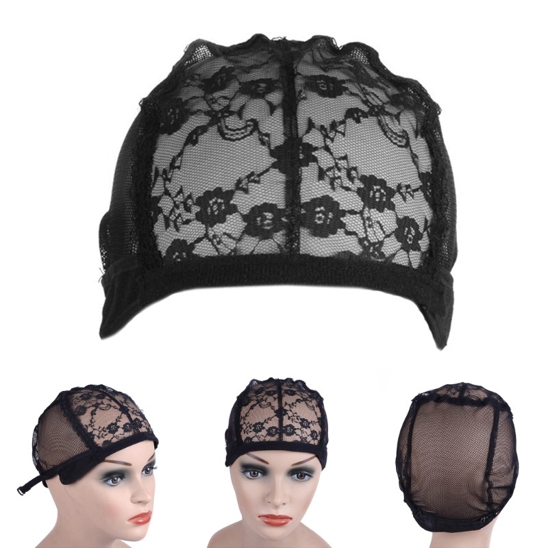 5Pcs Lace Wig Caps With Adjustable Straps and Flower Decors For Wig Making