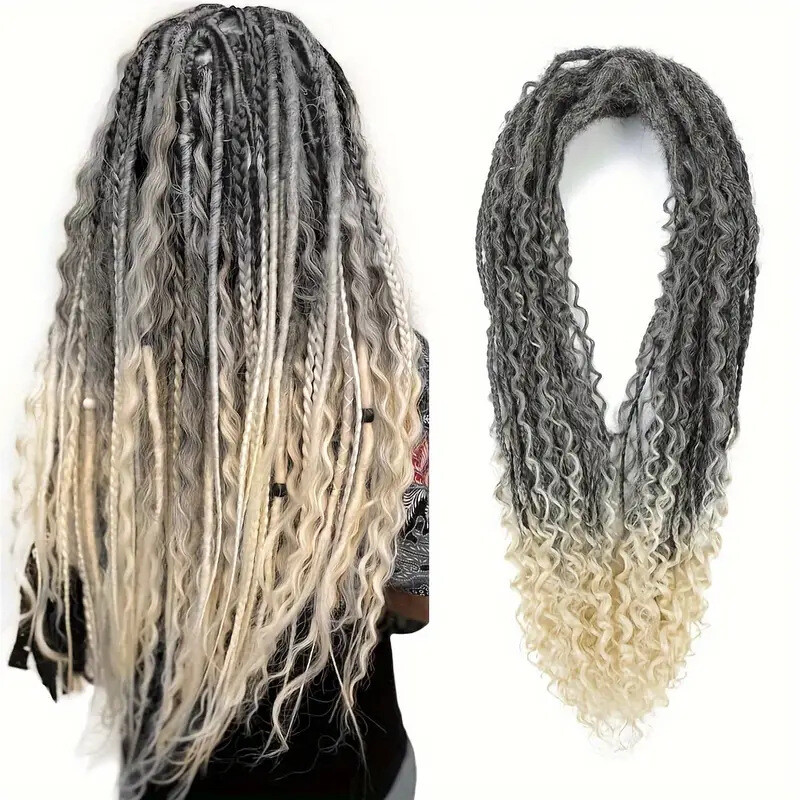 24inch Double Ended Dreadlocks Extensions 0.6cm Boho Curly Locs Synthetic Dreads