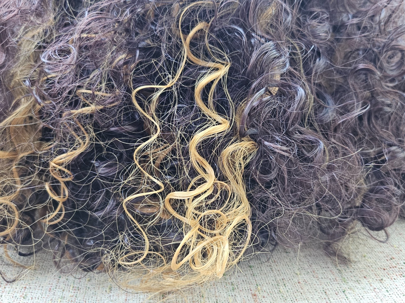 Women Wig Vintage Lazy Style High Temperature Fiber Golden Gradient Long Curly