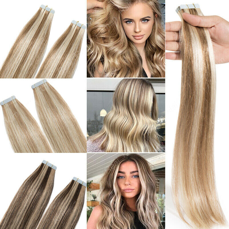 Tape in 100% Real Remy Human Hair Extensions Invisible Tape Skin Weft Hair Thick