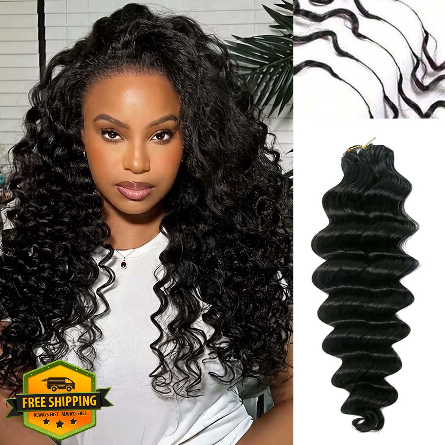 Sherico 18 Inch Black DW-60G Deep Curly Crochet Hair
