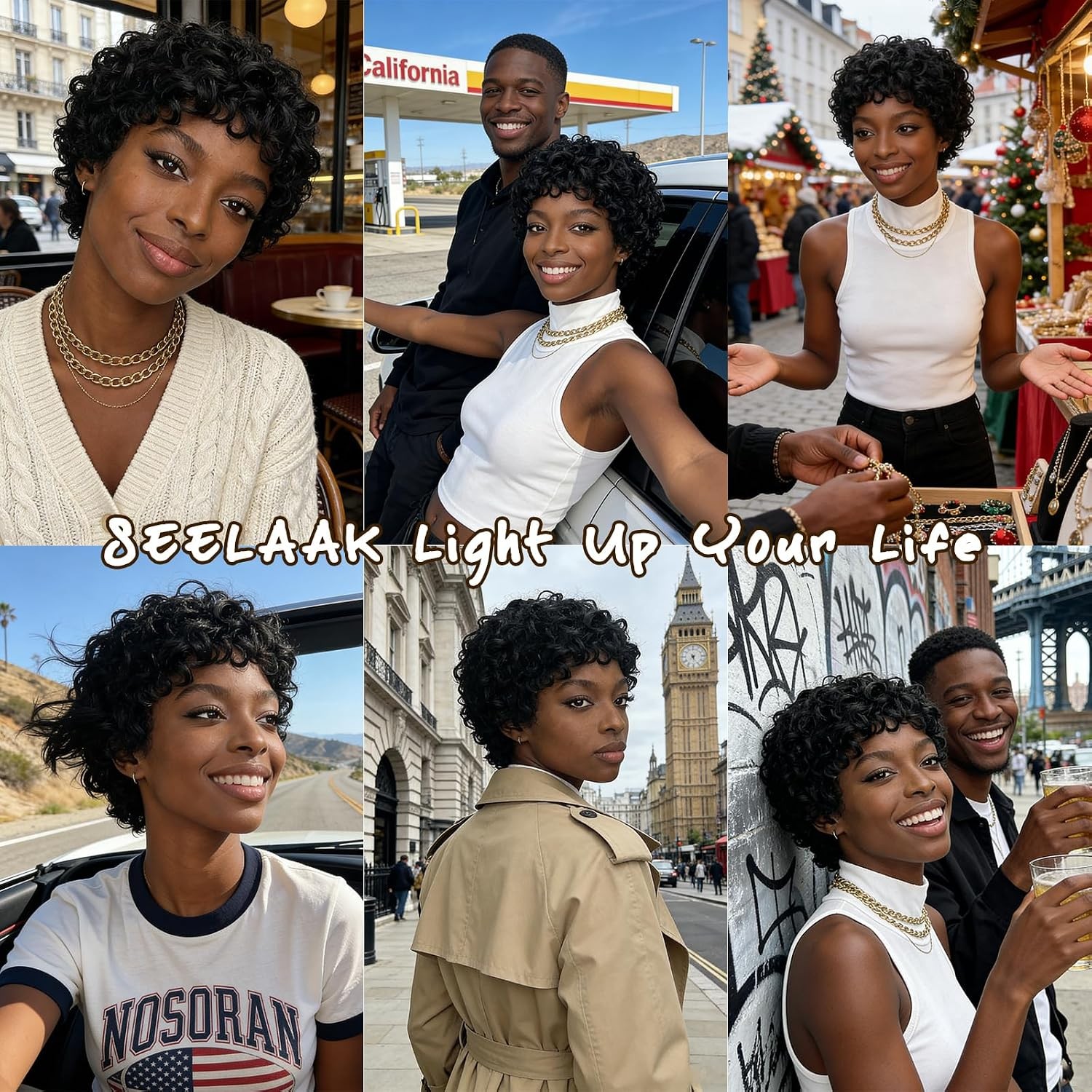 Human Hair Pixie Cut Short Curly Machine Made Wigs for Black Women