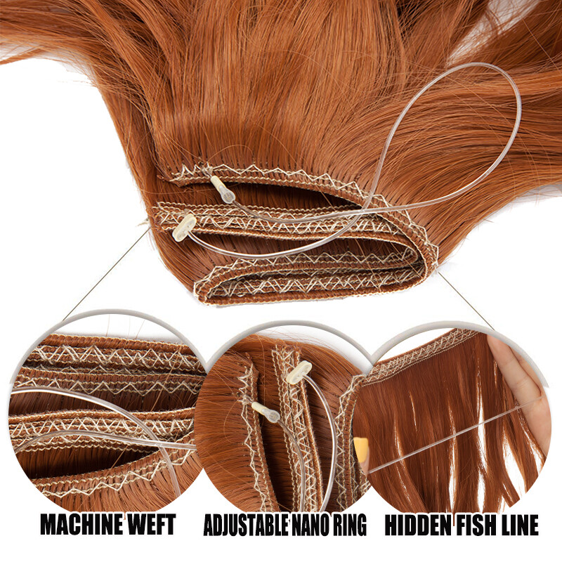 100% Natural Real as Human Wire in Hair Extensions Invisible Nano Ring Clip in