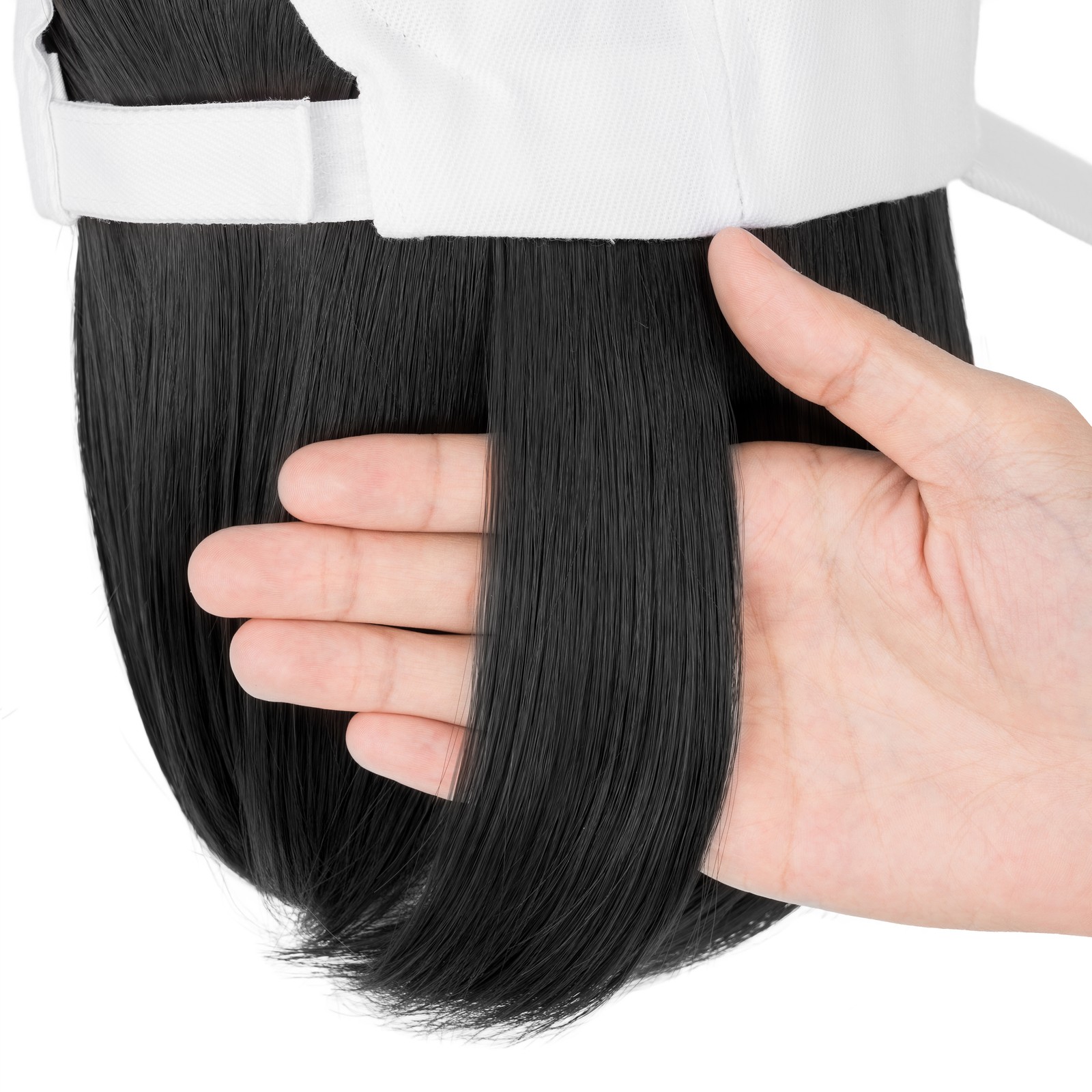 Instant Style Straight Cap Wig Adjustable White Baseball Hat Attached Hair