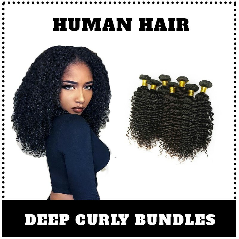 Deep Curly 5 Bundles Human Hair Extensions 16″ 18″ 20″ 22″ 24″