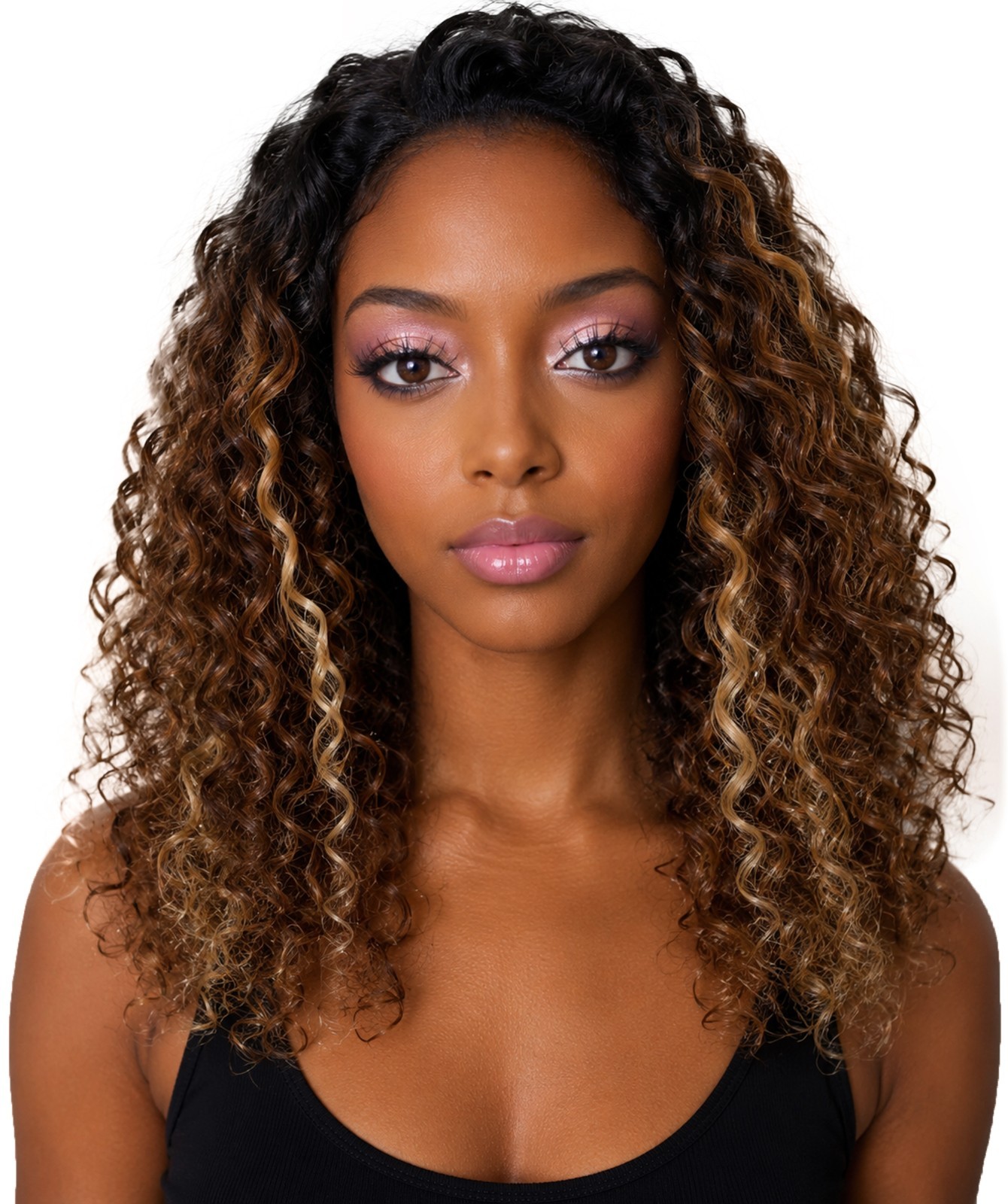 LUXLUXE Isadora Curly Body Waves 22.5 in Long Half Wig Half Cap Wig BH-0004