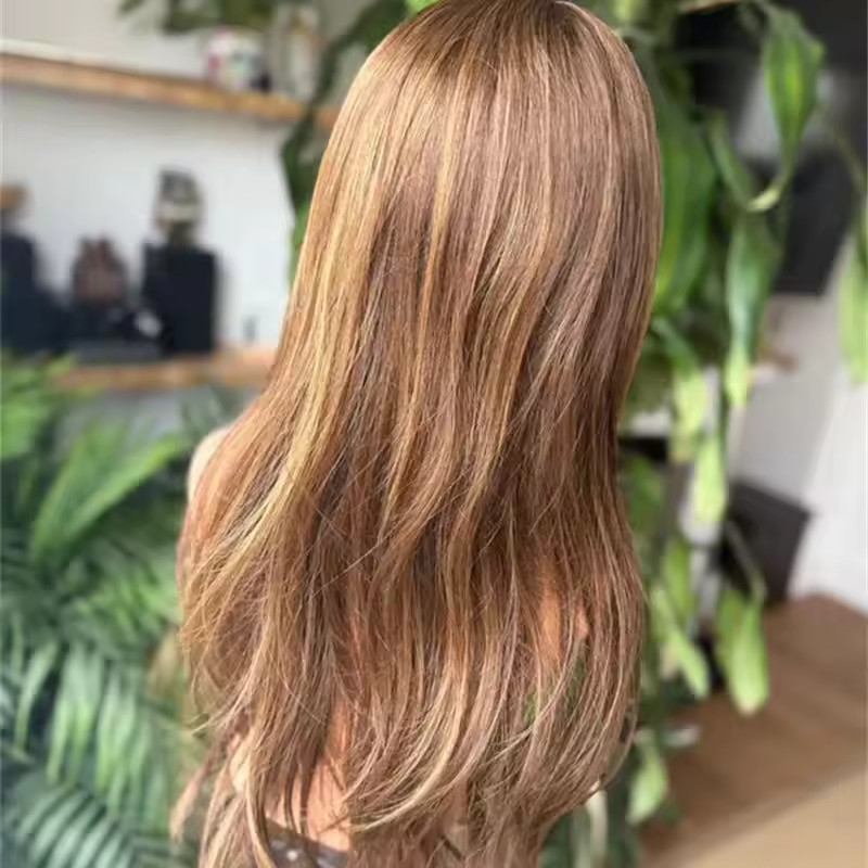 Honey Brown Blonde Highlight Wave Wig for Women 13×4 Lace Front Human Hair Wigs