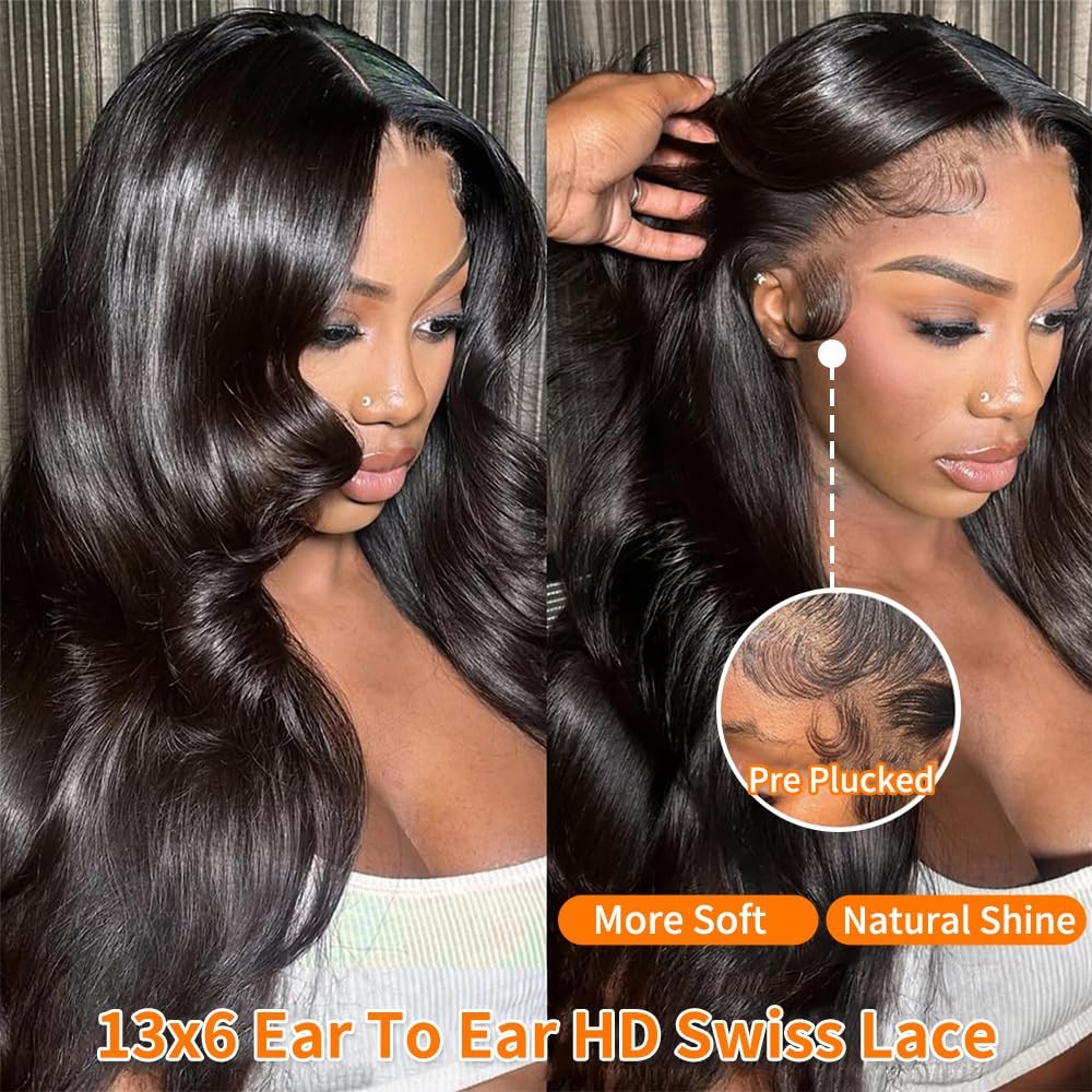 18 Inch Body Wave Human Hair Wig 200% Density 13×6 HD Lace Front Wigs Human H…