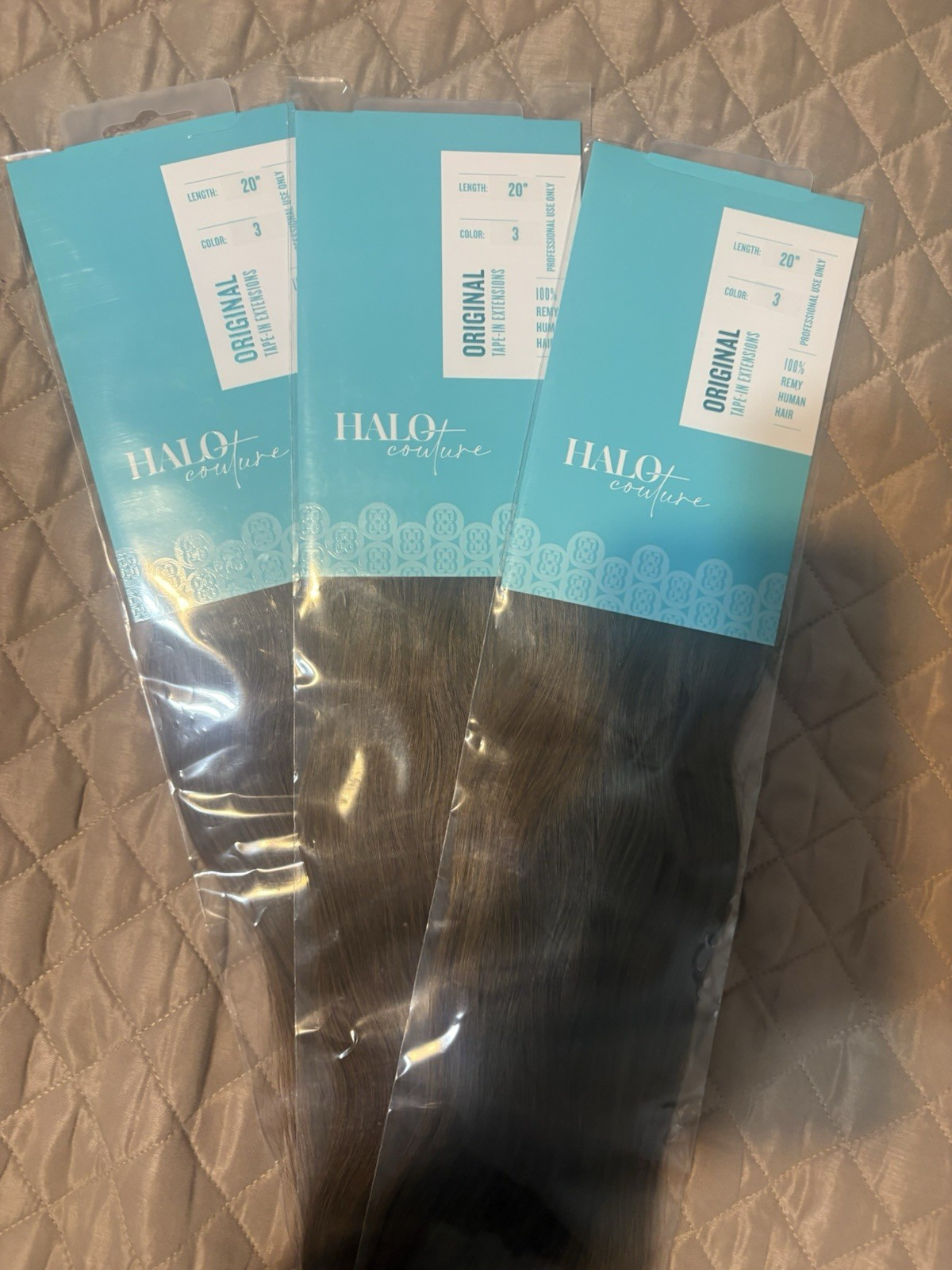 HALOCOUTURE Tape-In Human Hair Extensions Dark Brown 20in Remy 20pc