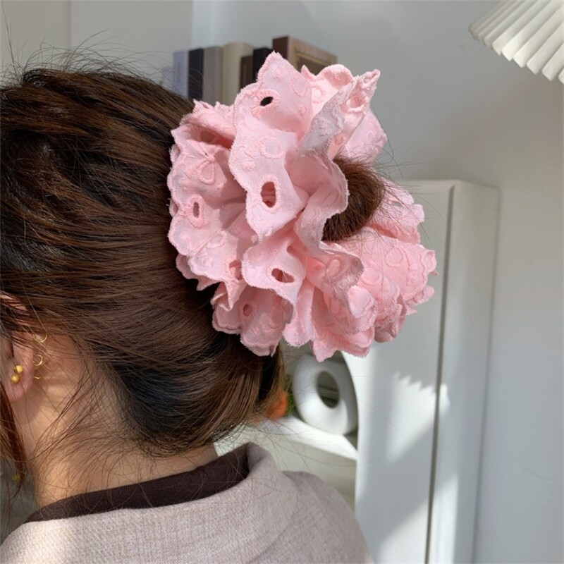 Multi Layer Hair Scrunchy Oversized Lace Hairpieces Elegant Ruffle Headdress