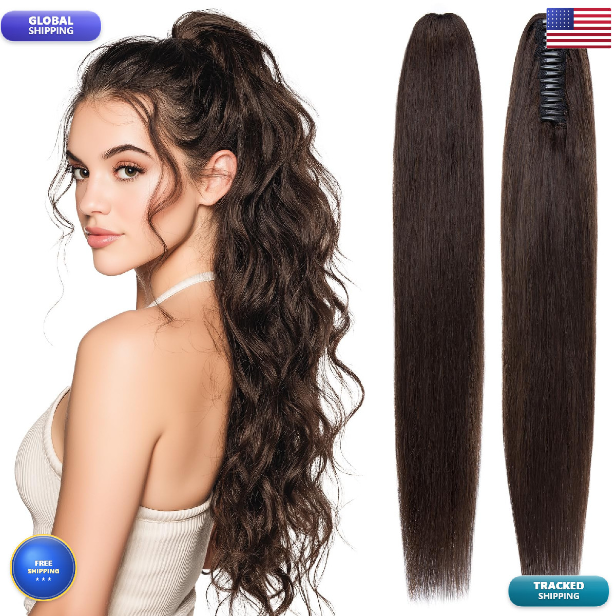 Segohair Human Hair Ponytail Extension Claw Clip Natural Look Soft 14-22 Ideal