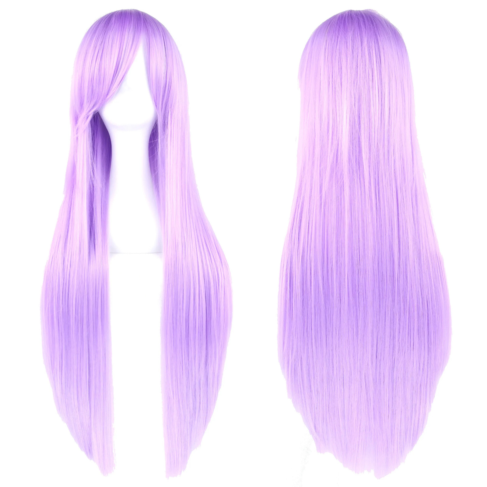 Long White Purple Black Straight Synthetic Cosplay Wig Party Hairpiece for Women