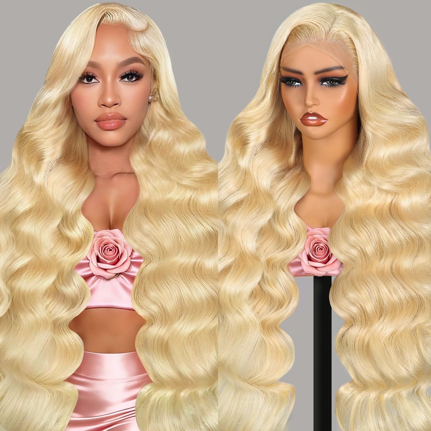 30″ Blonde Lace Front Wig, 13×6 HD Transparent, Pre-Plucked, 200 Density Body Wa