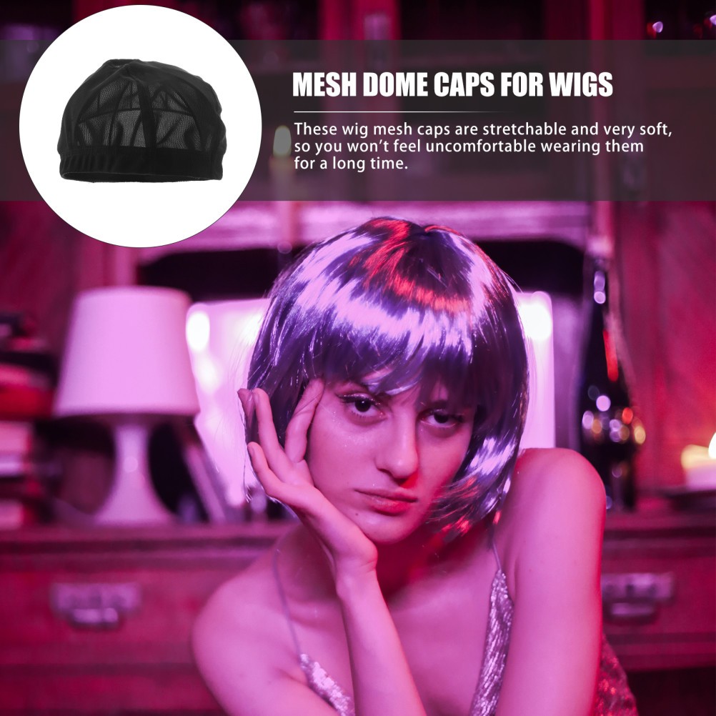 3Pcs Durable Black Wig Caps Elastic Mesh Net for Wig Use Comfortable Headwraps