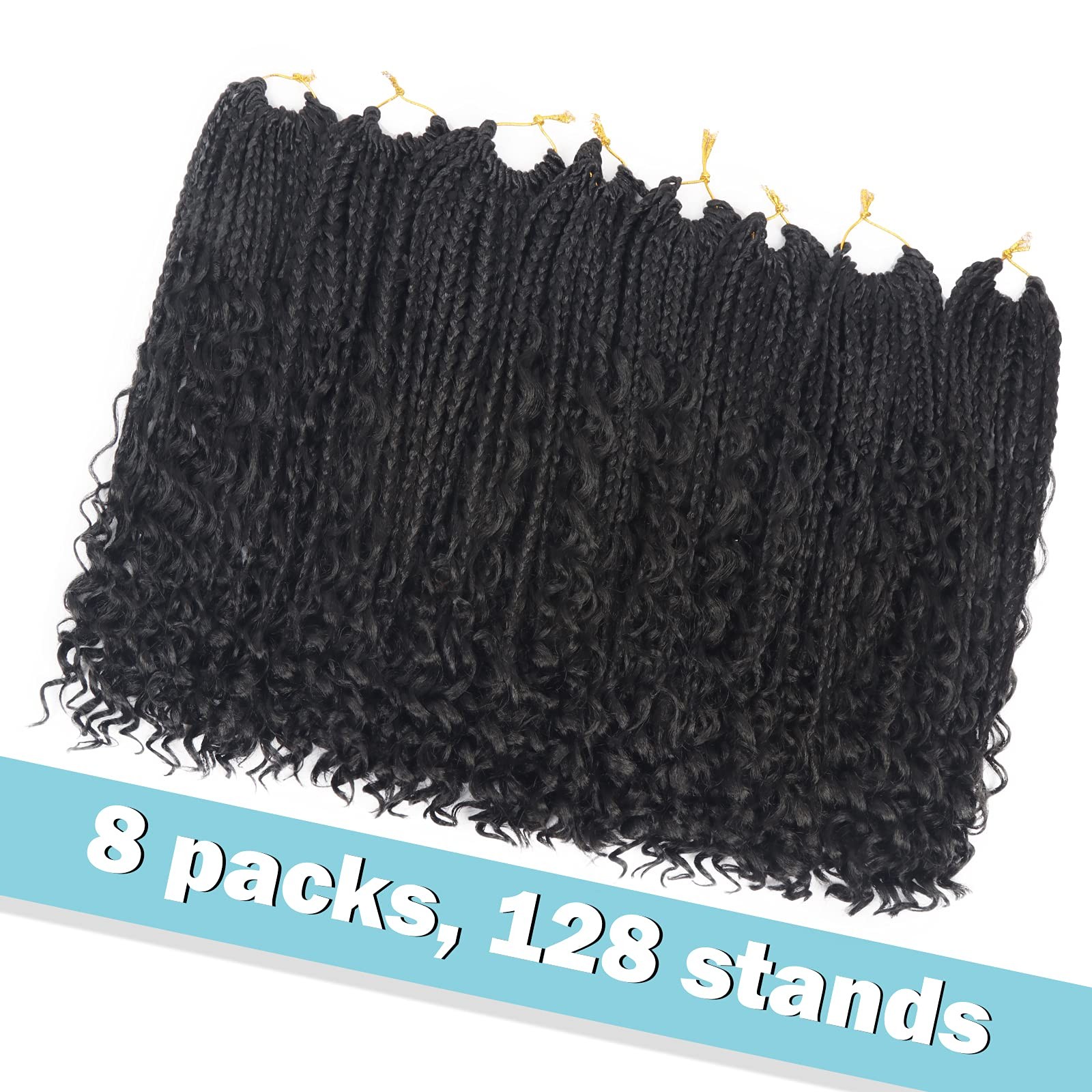 Goddess Bohemian Box Braids Crochet Hair – 14 Inch Curly Ends, 8 Packs Synthe…