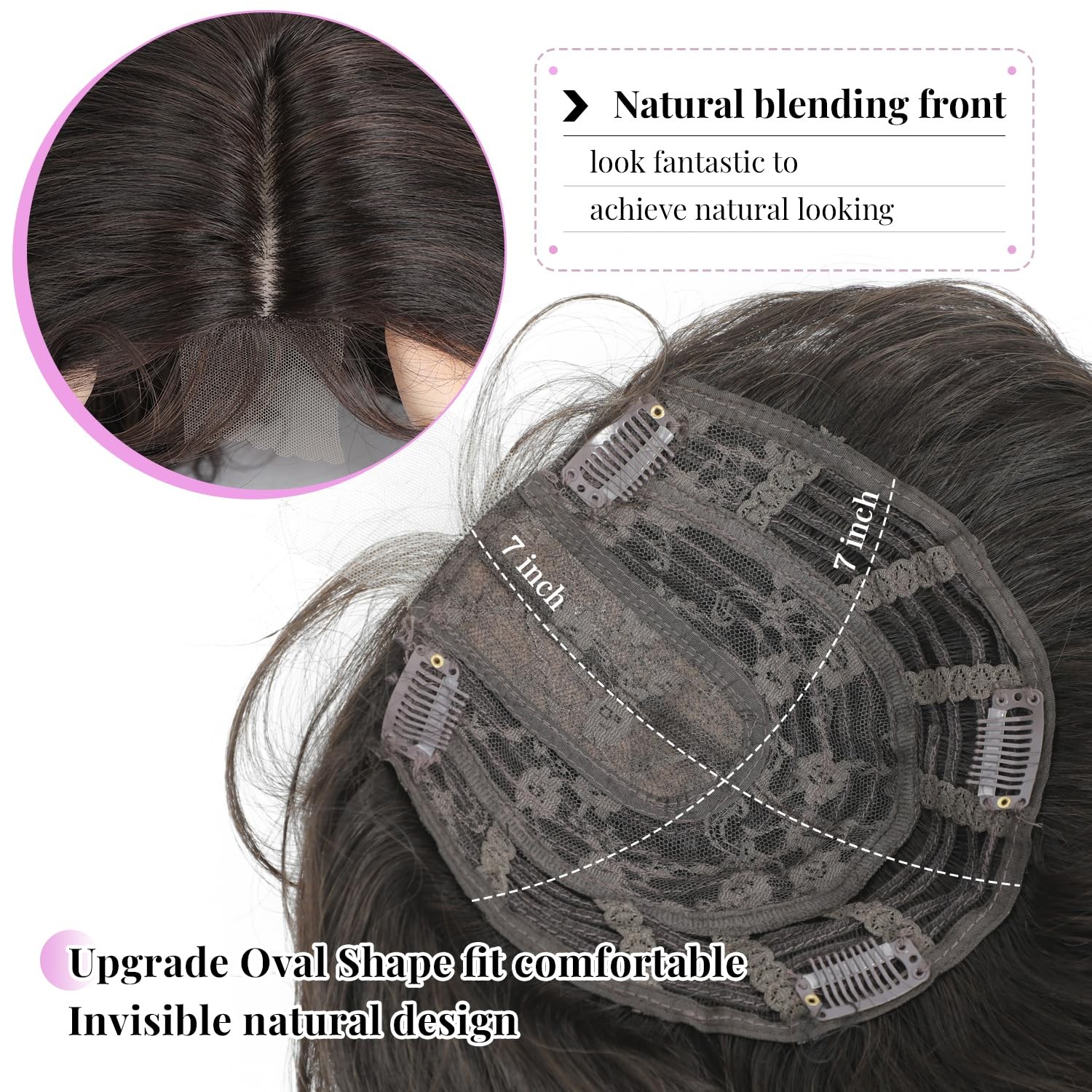 Molefi Curly Hair Topper 26Inch Long Wavy Hair Toppers Bangs For Women