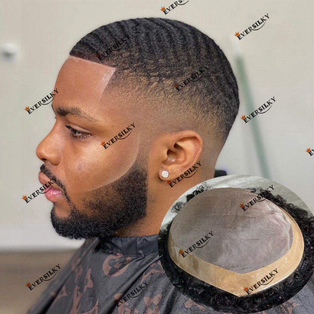 Durable Man Mono Lace 100% Human Hair 10mm 360 Waves Afro Men’s Toupee System