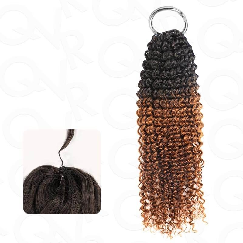 QVR Feather Crochet Hair Remy Burmese T1B/30 14in 100% Human Hair Extensions