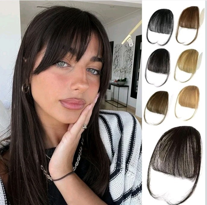 NAYOO Bangs Hair Clip- Dark Brown Fake Bangs 100% Real Human Hair Extensions…