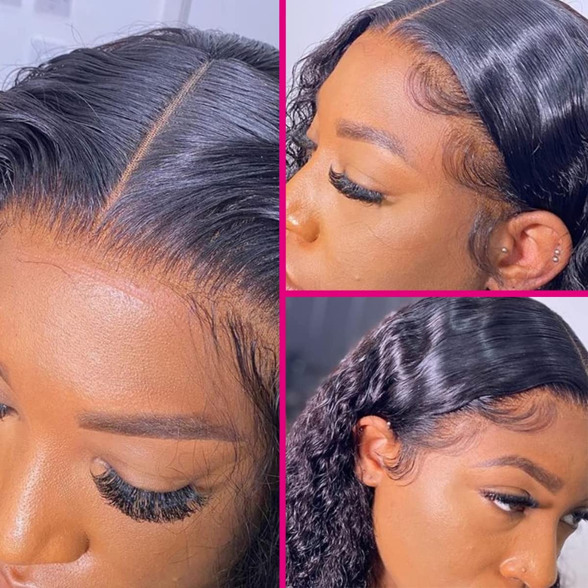 18 Inch Deep Wave Lace Front Wigs Human Hair 4×4 HD Lace Closure Wig 150% Den…