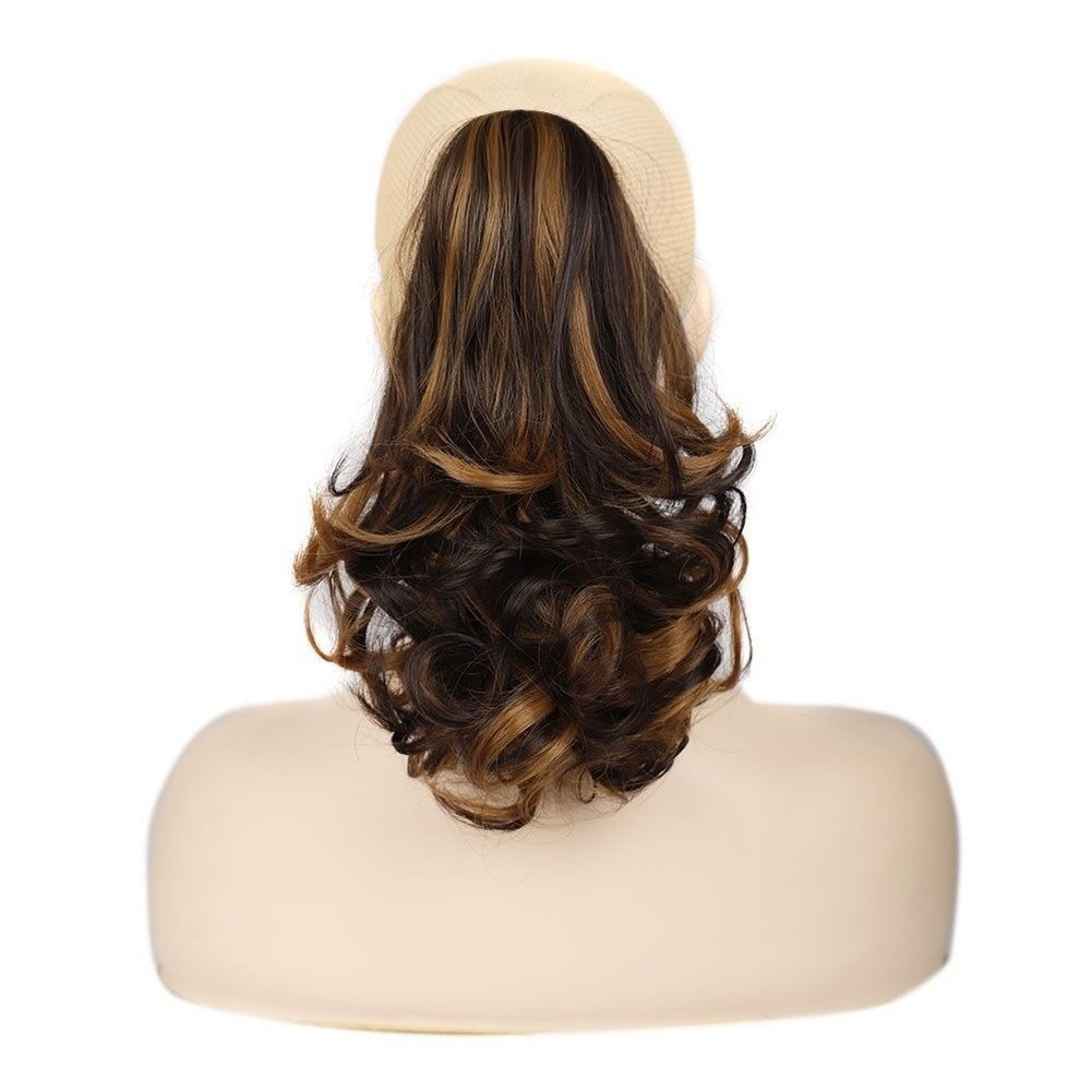 Handwoven Curly Clip Ponytail Extension High Temperature Wire Hair 30cm