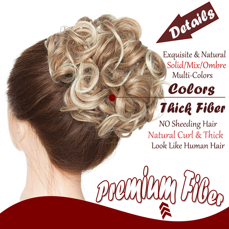 100% Thick Natural Updo Claw Clip in Messy Bun Hair Piece Extension Comb Wedding