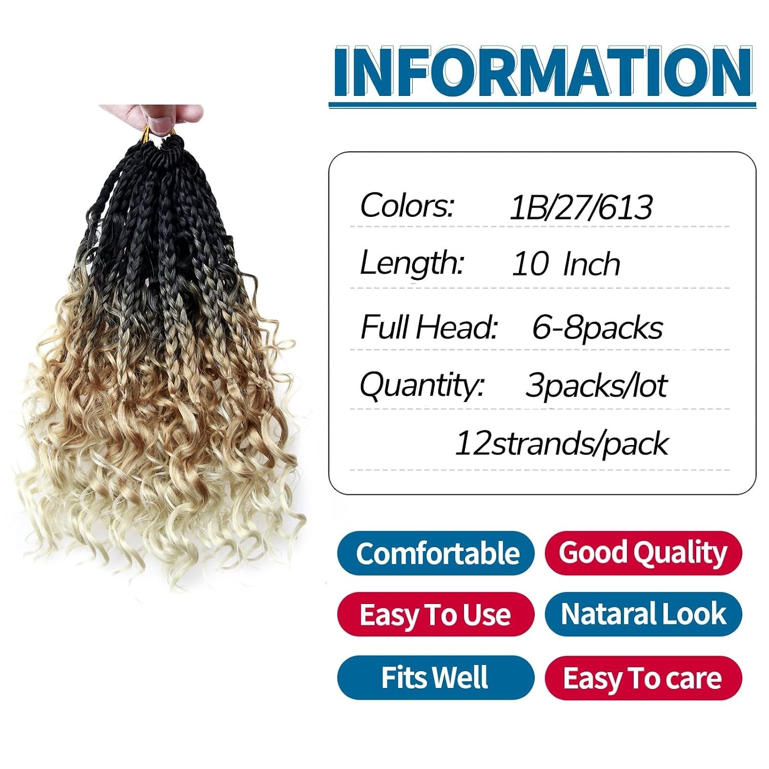Effortless 10″ Goddess Crochet Hair – 3 Packs Curly Boho Braids for Black Women