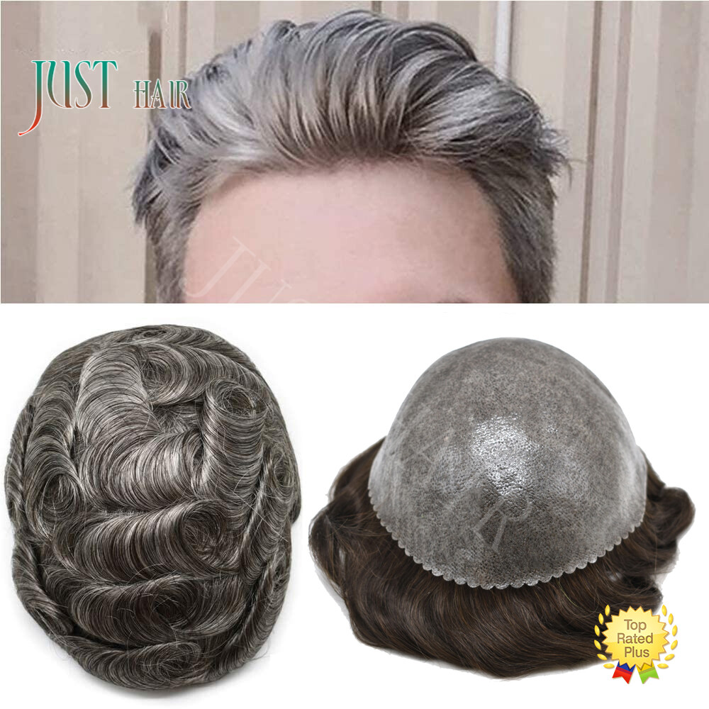 Mens Human Hair Replacement System Injection Skin Men Toupee Wig Hairpieces US