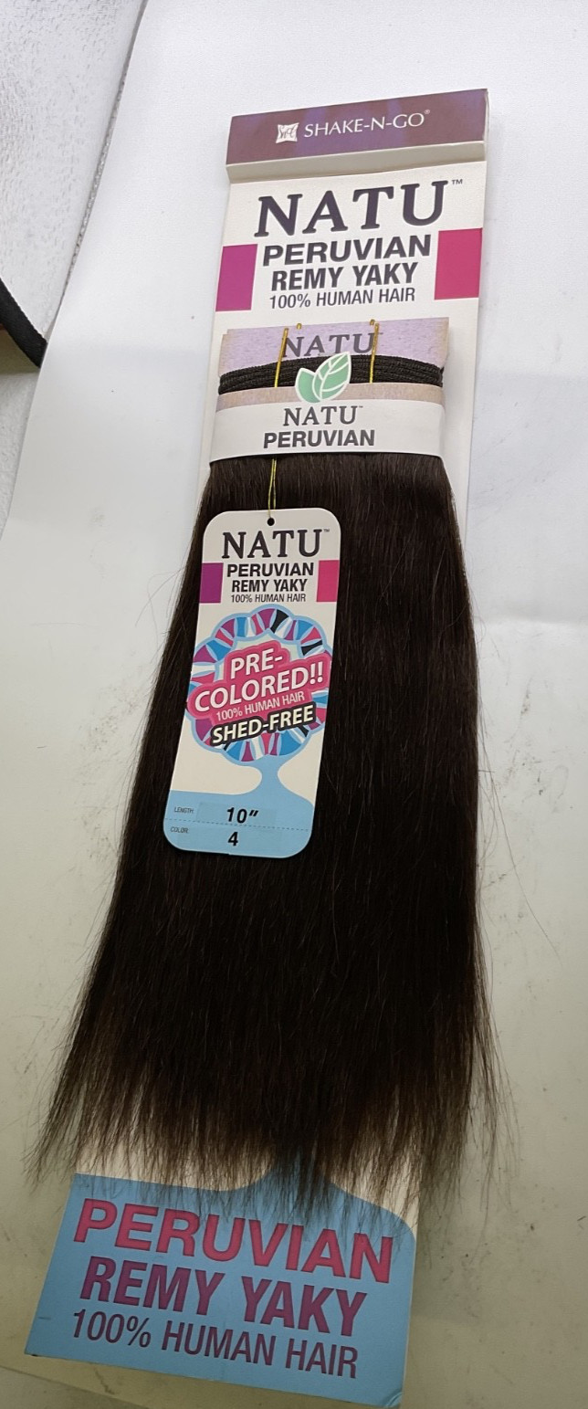 Shake-N-Go Natu Peruvian Remy Yaky 100% Human Hair 10″ Color: 4, 2 packs