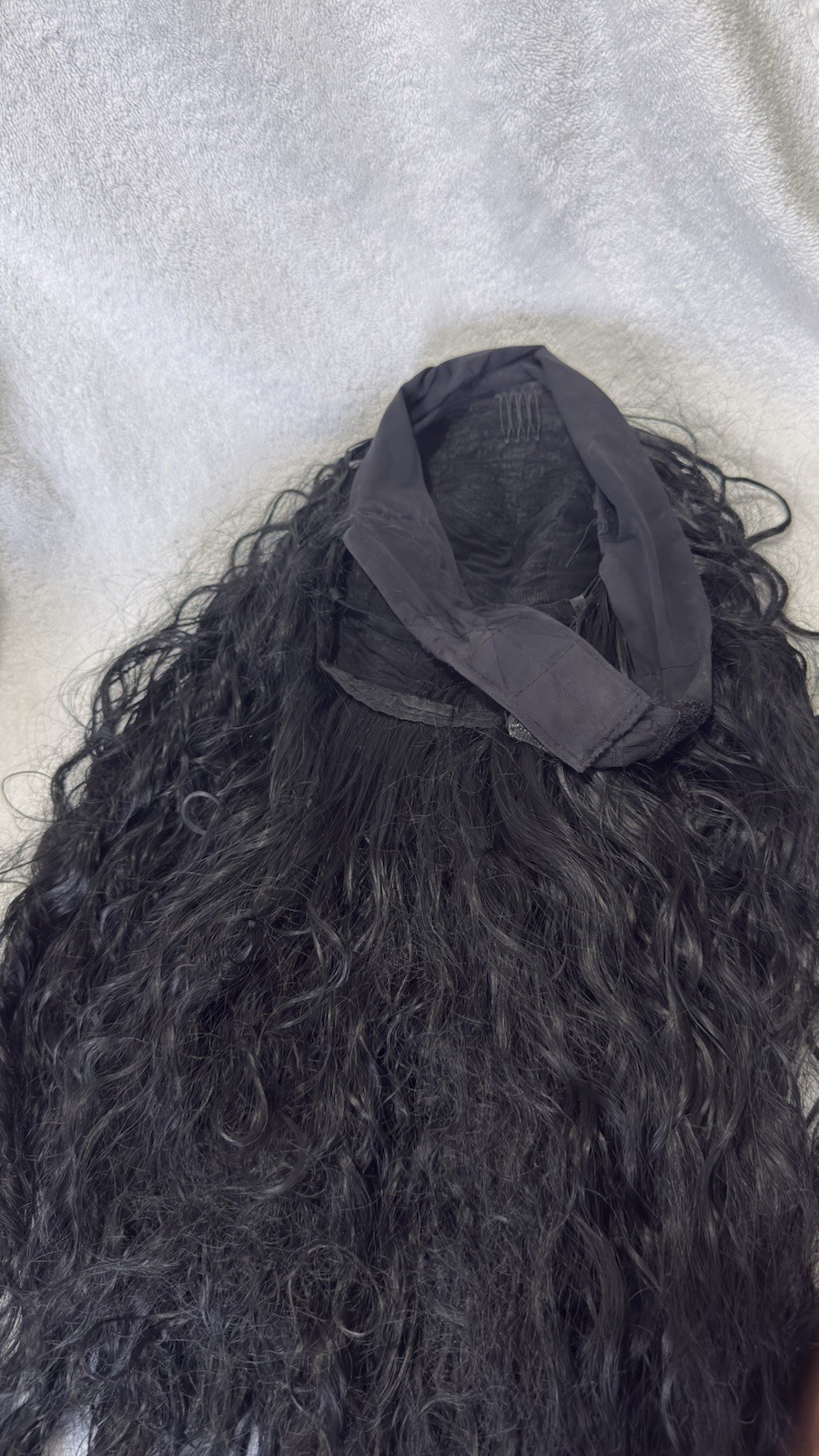 Black Curly Wig for Women, Drawstring Attachment, Classic Cap #0003