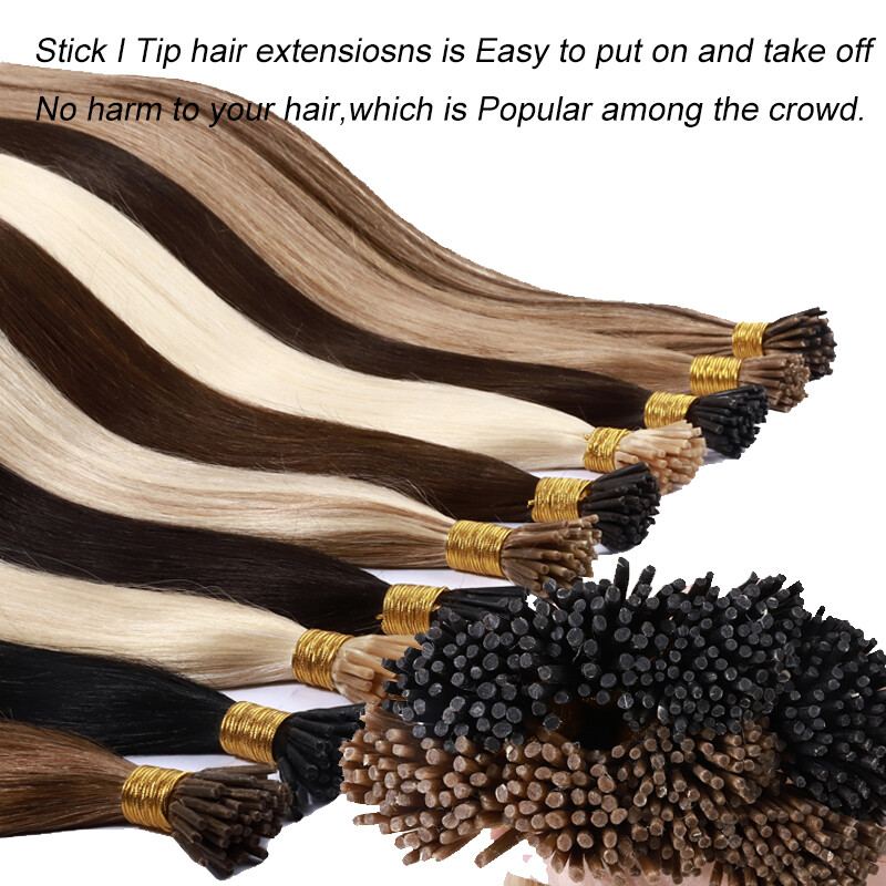 0.5g/Strand I Tip Hair Keratin Stick Glue Human Remy Hair Extensions Straight UK